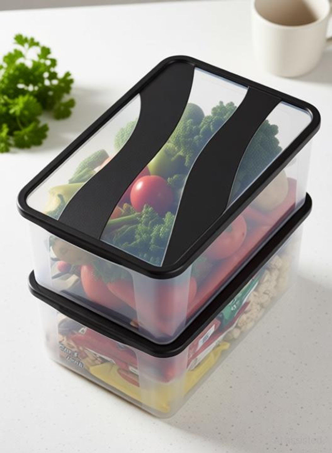 Image of UNDERZONE Plastic Fridge Container - 2000 ml (Pack of 3, Black, White, Multicolor)