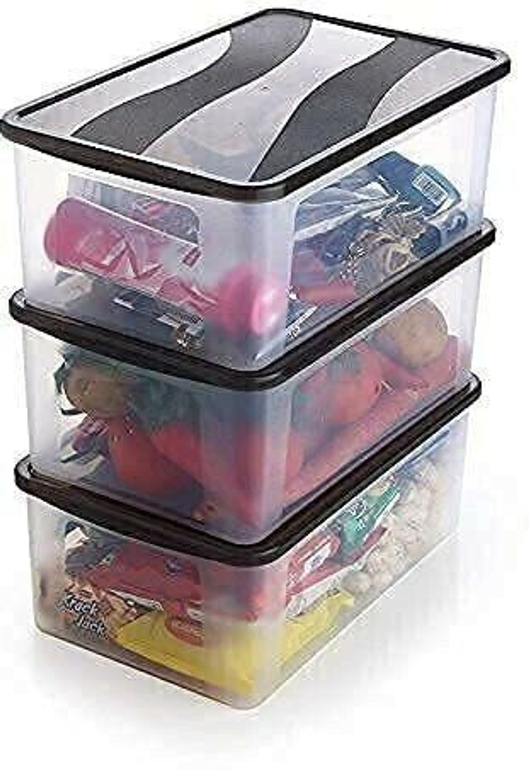 Image of UNDERZONE Plastic Fridge Container - 2000 ml (Pack of 3, Black, White, Multicolor)
