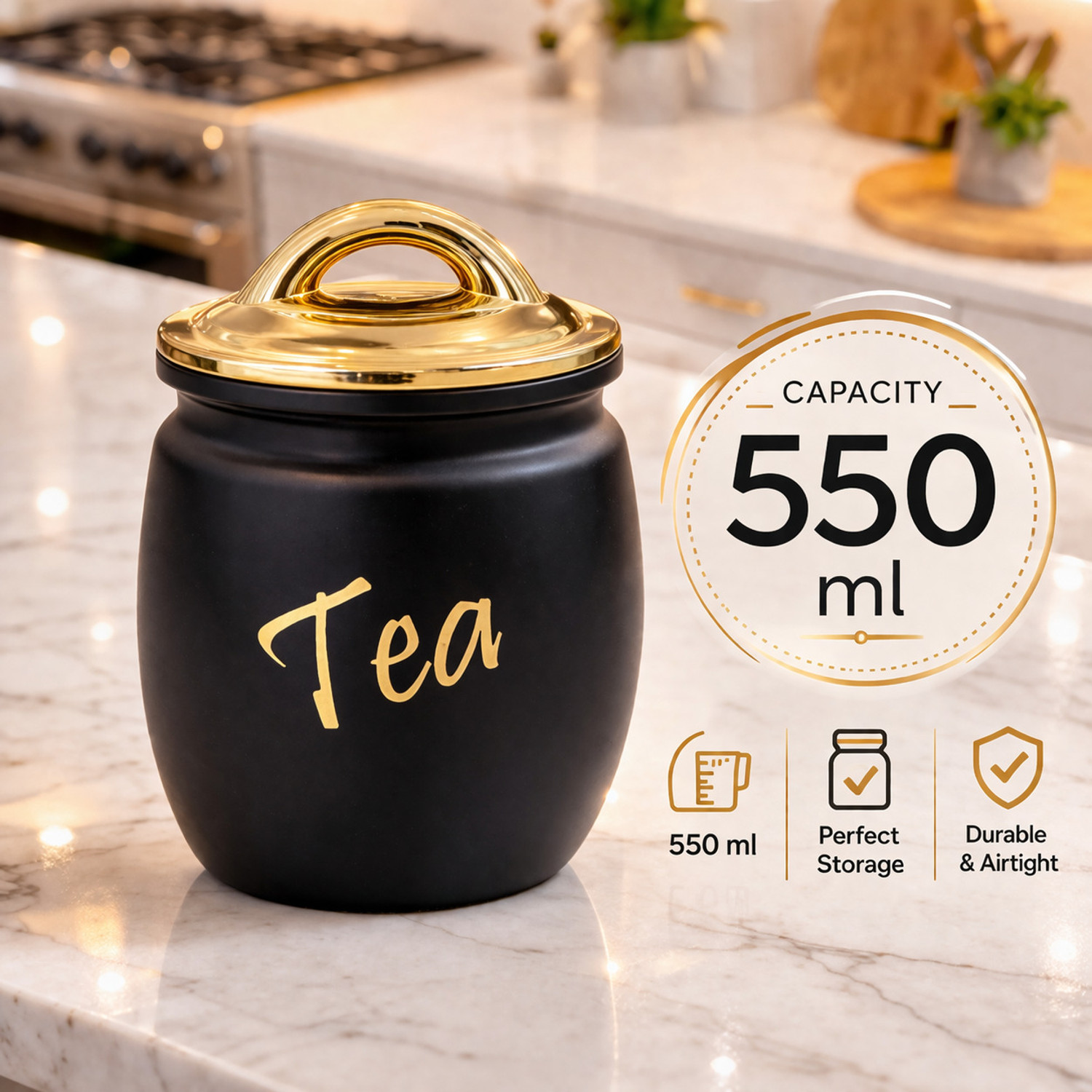 Image of TheAmore Glass Tea Coffee & Sugar Container - 550 ml