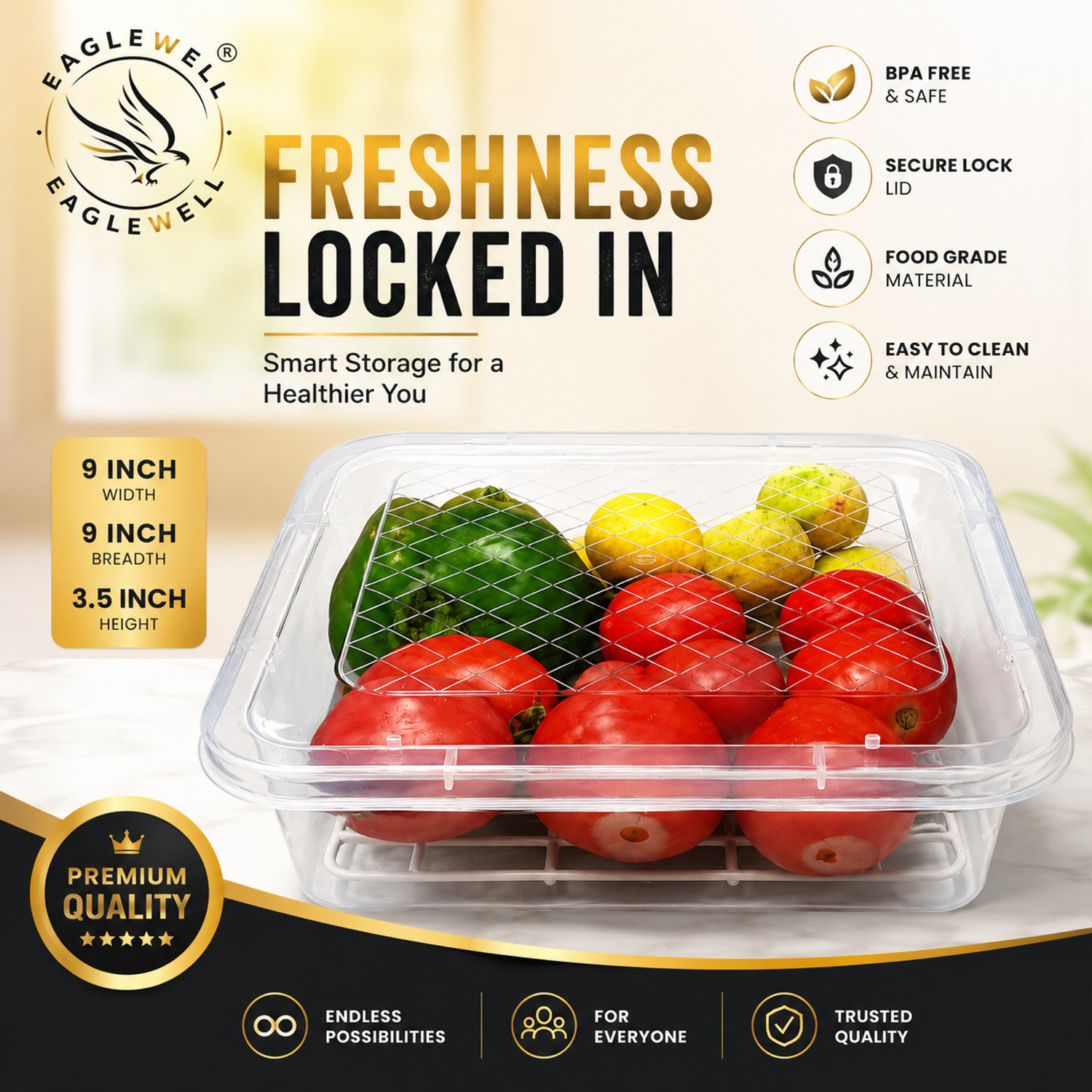 Image of EagleWell Plastic Fridge Container - 2500 ml