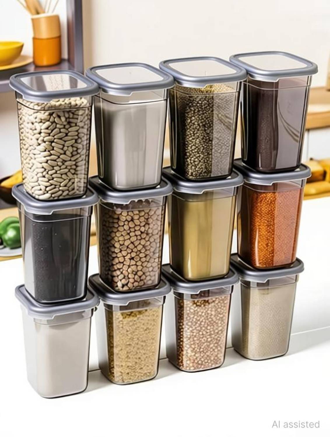 SARAZA 1.1L Gray Plastic Grocery Container - Image 2