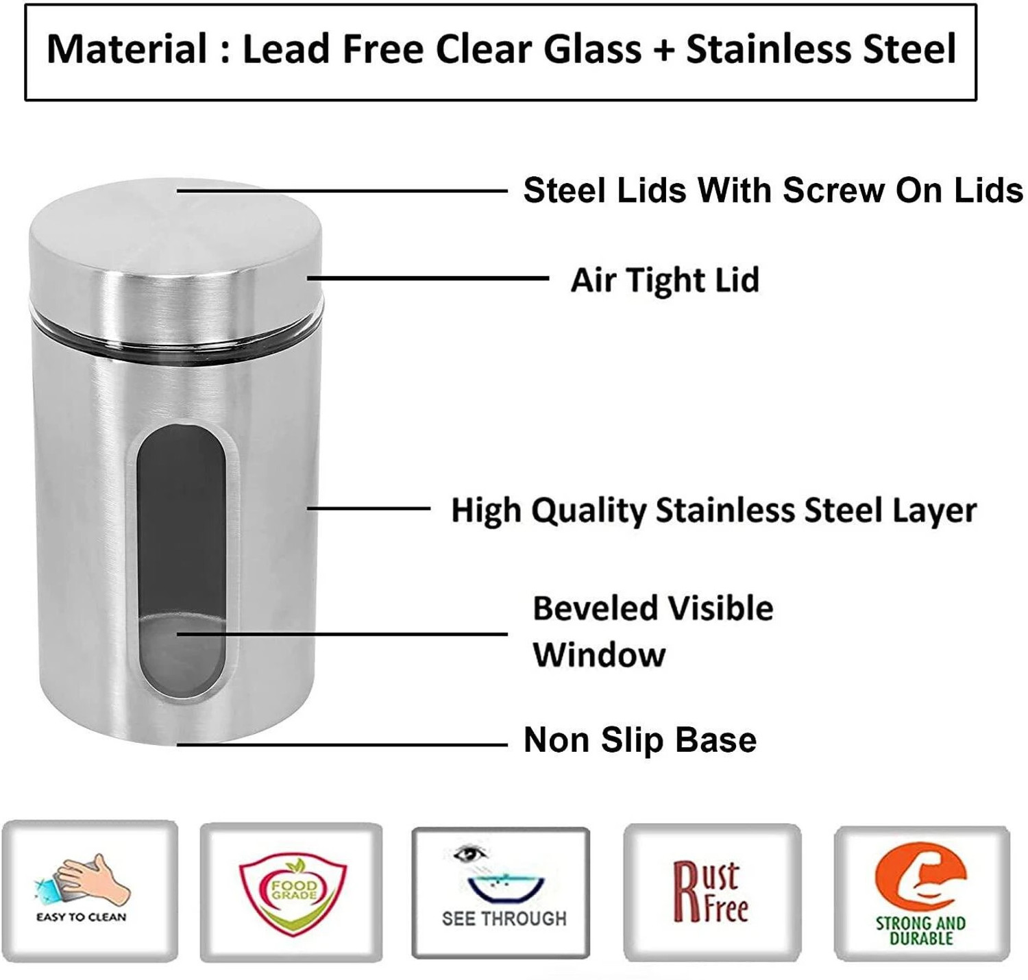 Image of Flipkart SmartBuy Steel Grocery Container - 1200 ml