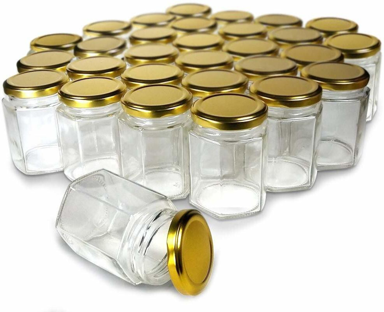 Image of CROCO JAR Glass Grocery Container - 200 ml (Pack of 6, Silver)