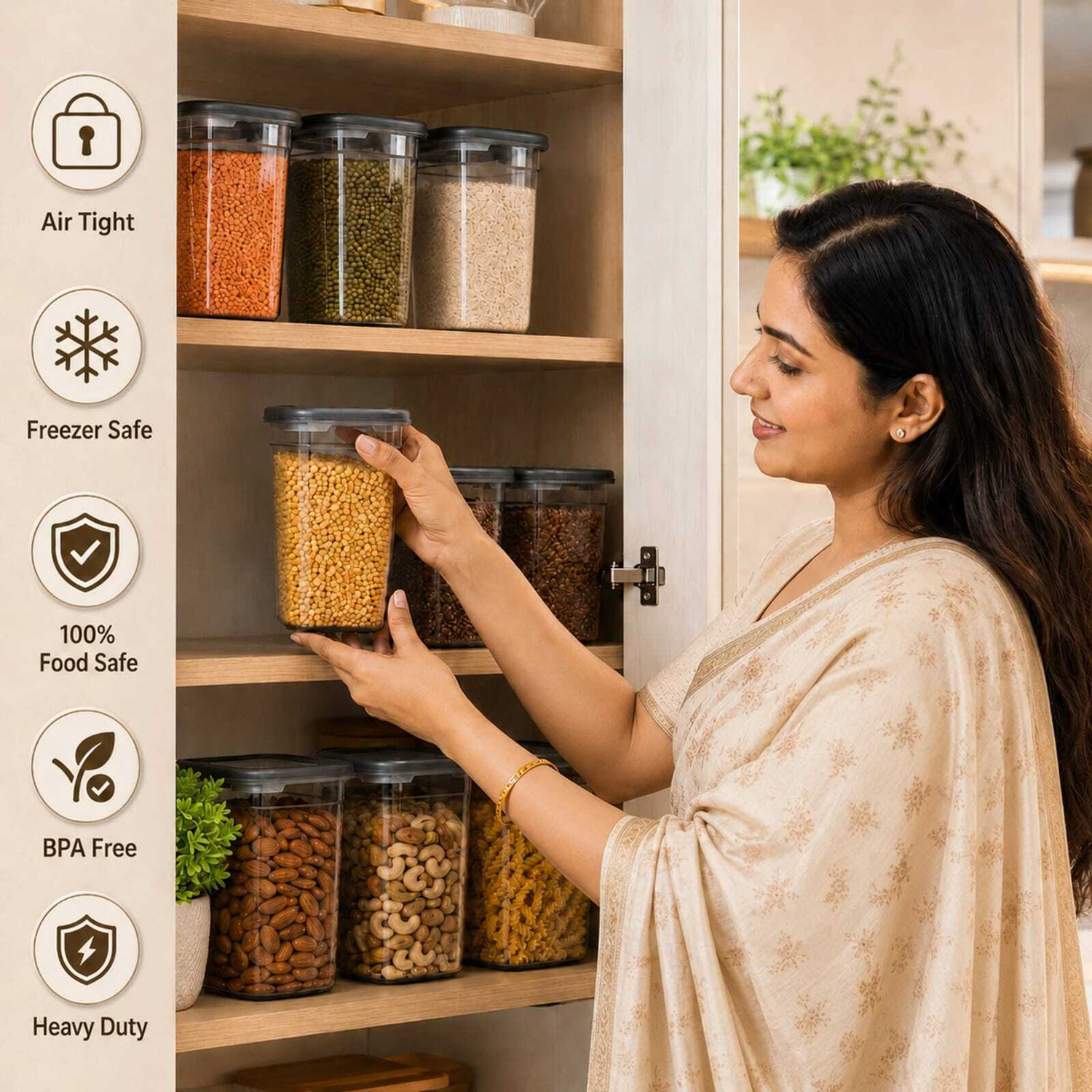 Image of Homemet Plastic Grocery Container - 1200 ml