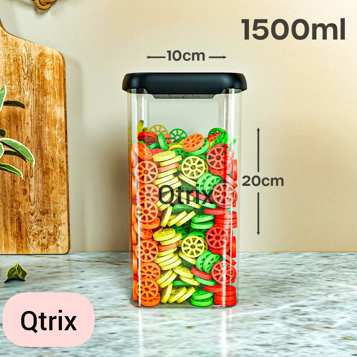 Image of Qtrix Plastic Grocery Container - 1100 ml, 1500 ml