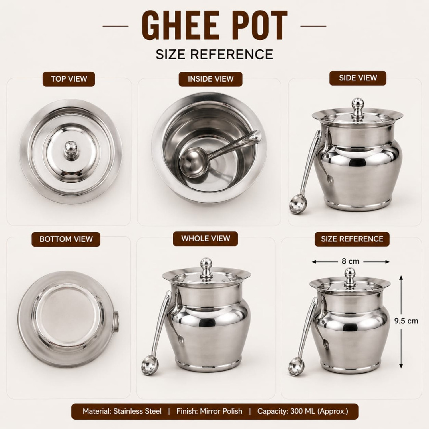 Image of ECOLEX Stainless Steel Grocery Container - 400 ml (Pack of 2, Silver)