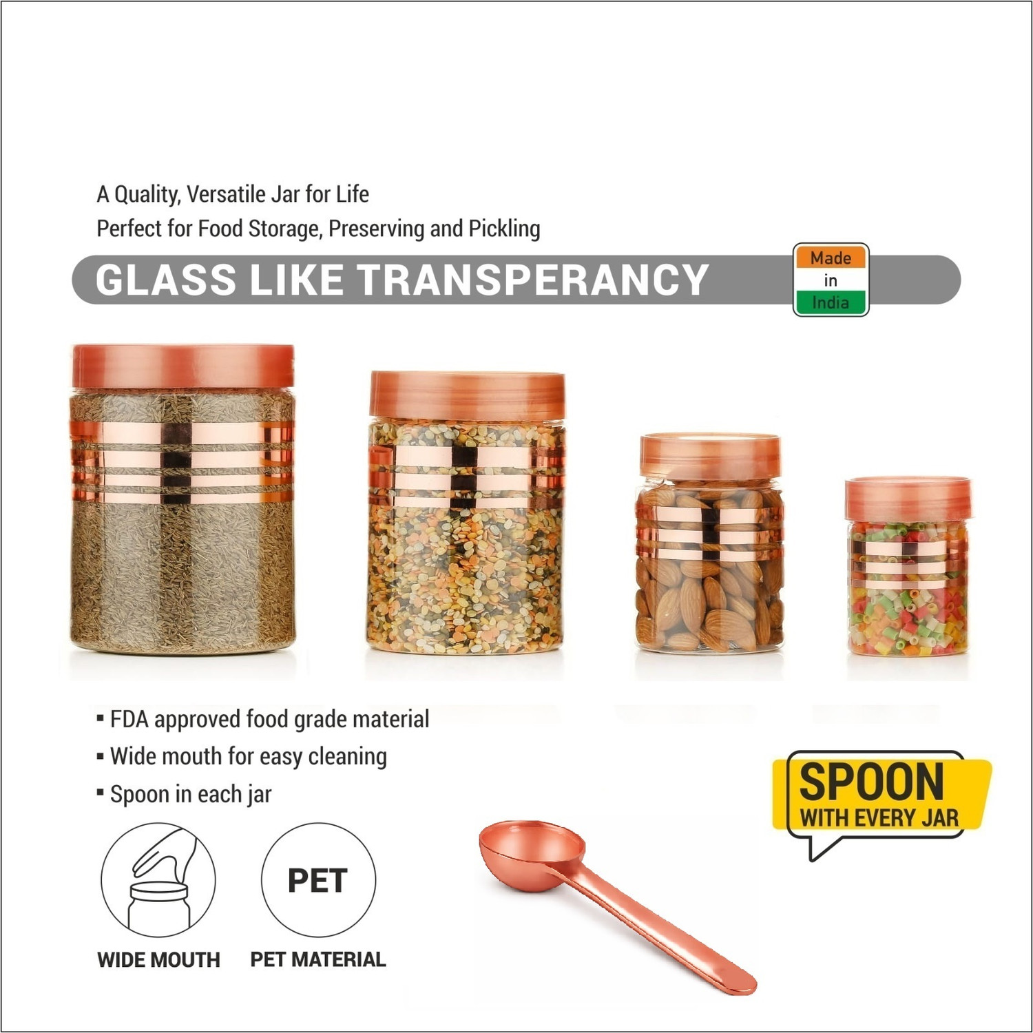 Image of NARIYA Plastic Grocery Container - 1200 ml, 650 ml, 350 ml, 250 ml