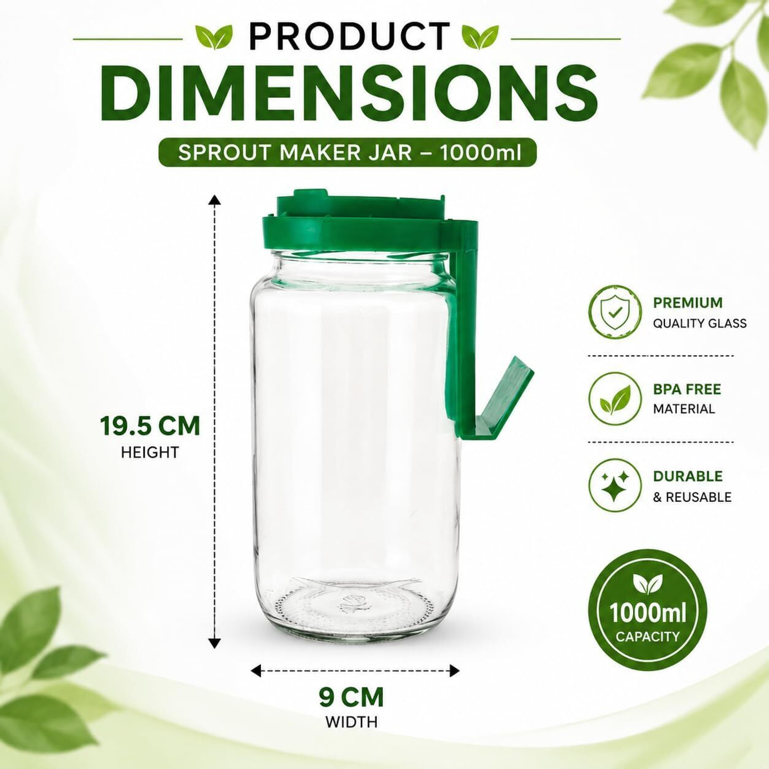 Image of NIRALUX IMPEX Glass Sprout Maker - 1000 ml
