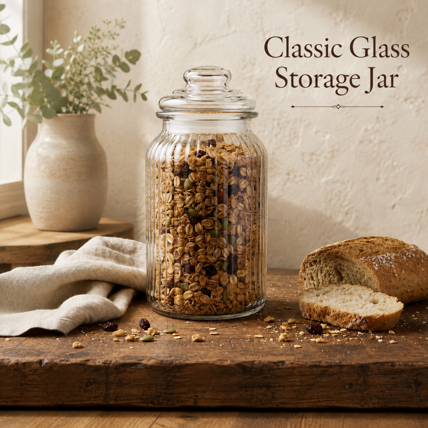 Image of GRACIOUS MART Glass Grocery Container - 1500 ml