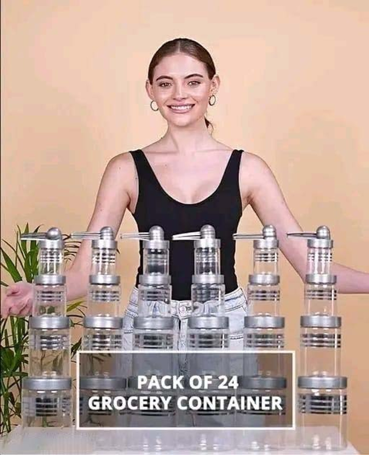 Image of KICHSTORE Plastic Grocery Container - 1200 ml, 650 ml, 350 ml, 250 ml