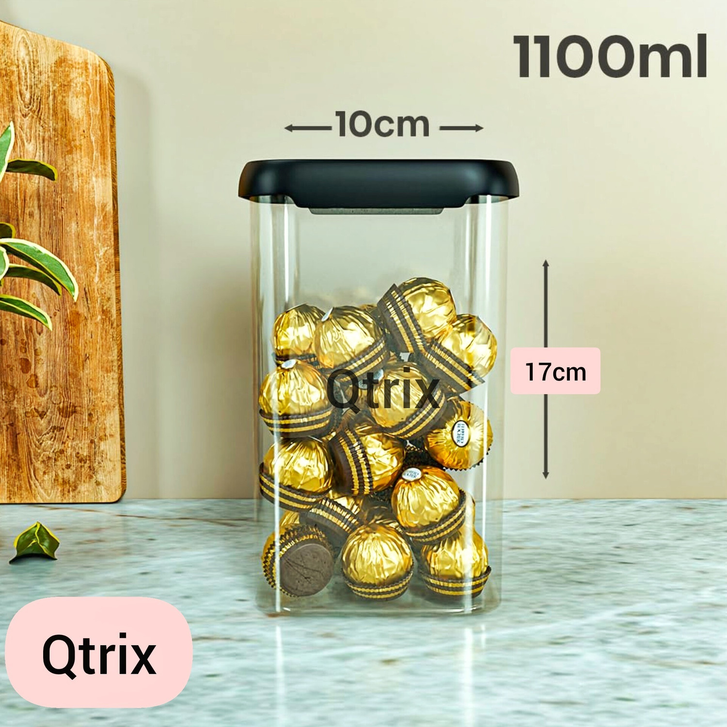 Image of Qtrix Plastic Grocery Container - 1100 ml