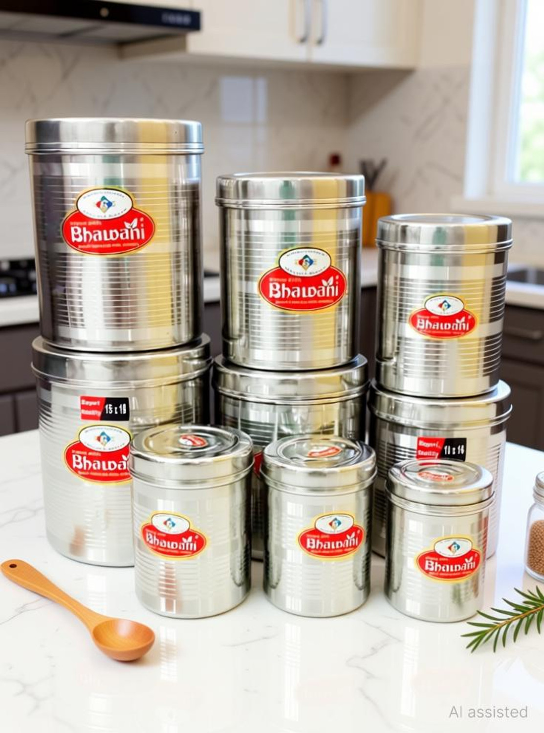 Image of bhawani Stainless Steel Tea Coffee & Sugar Container - 5 L