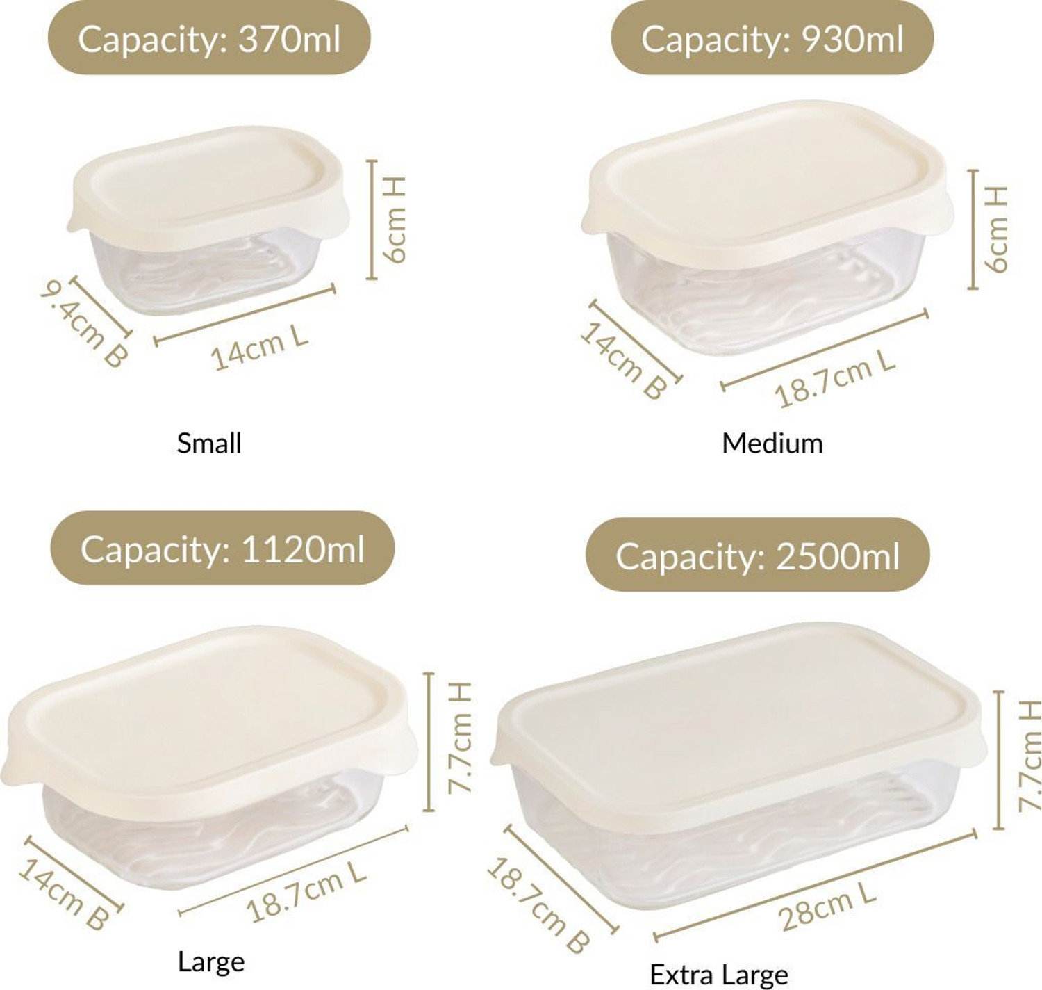 Image of Nestasia Glass Utility Container - 2500 ml, 1120 ml, 930 ml, 370 ml