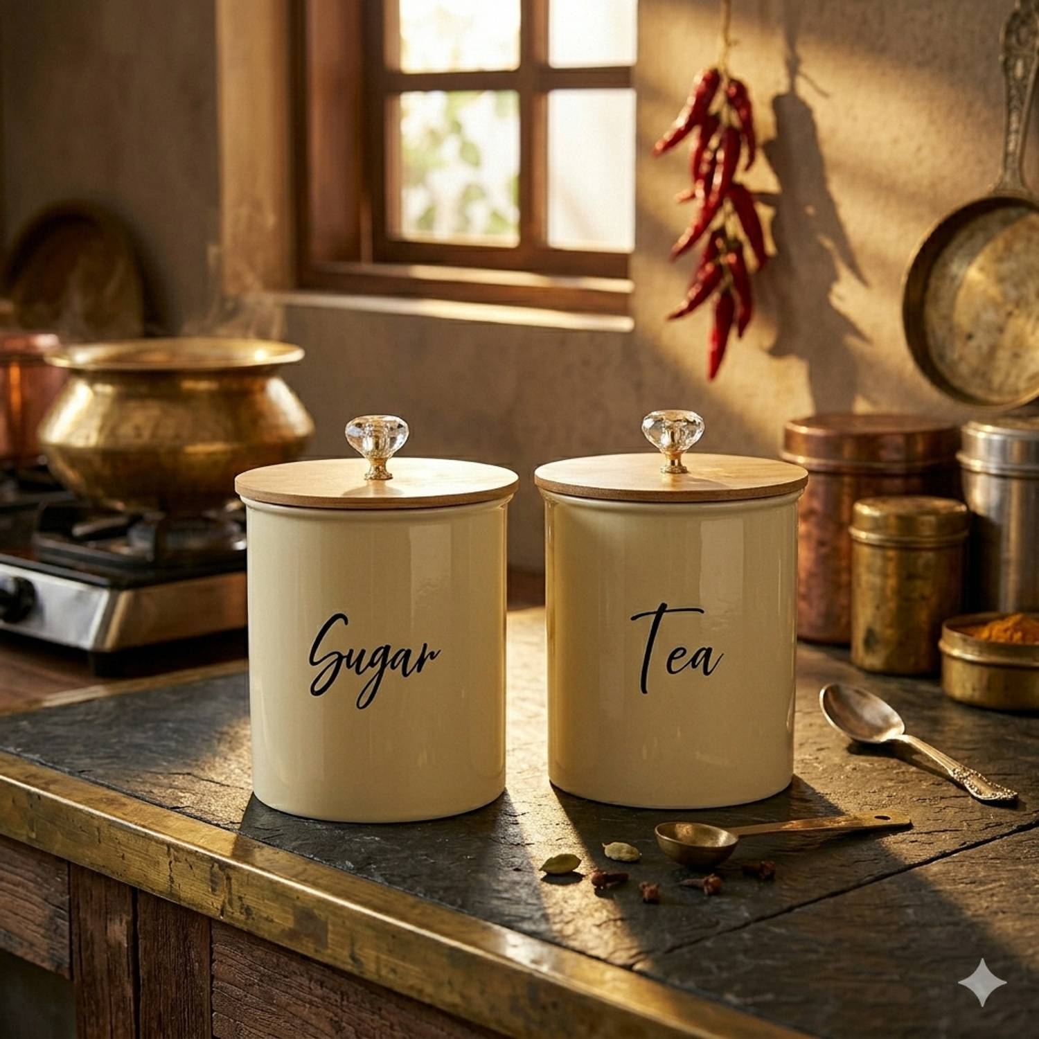 hchubbb Stainless Steel Tea Coffee & Sugar Container - 1 L (Pack