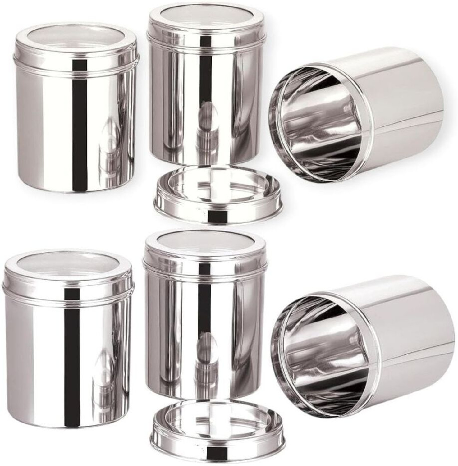 Image of ECOLEX Stainless Steel Grocery Container - 1000 ml (Pack of 6, Silver)