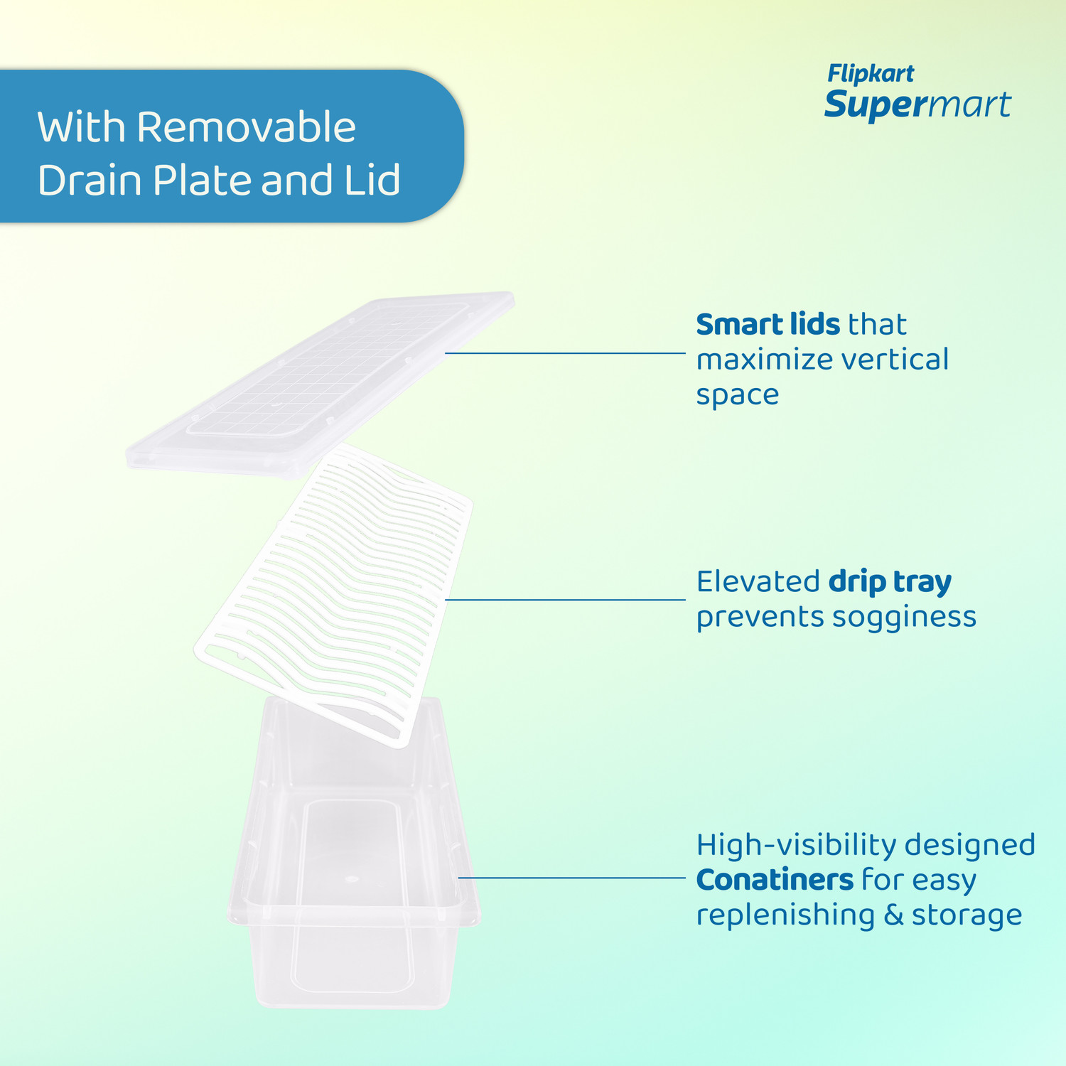 Image of Flipkart Supermart Plastic Fridge Container - 1500 ml