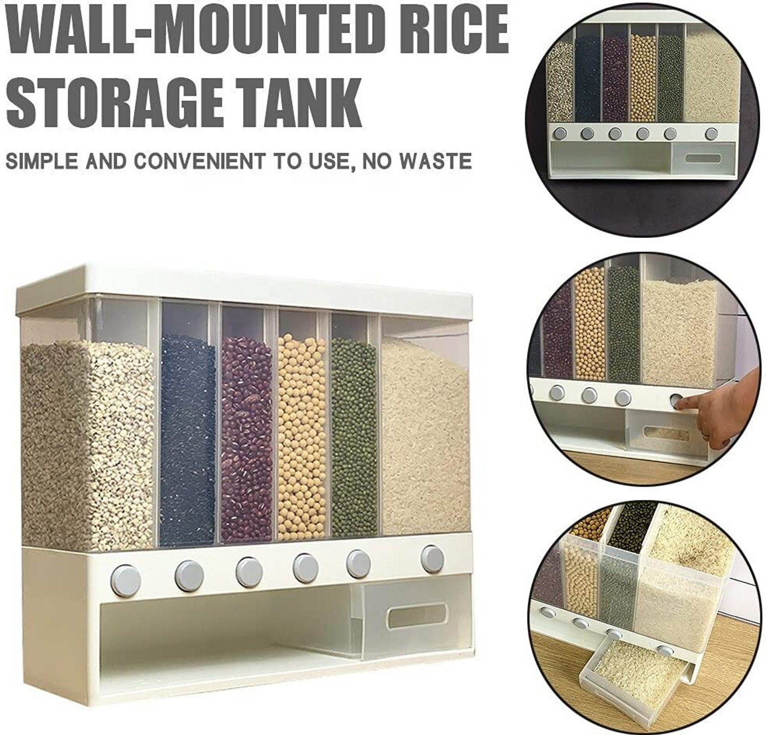 Image of Daji Plastic Cereal Dispenser - 10 kg (Multicolor)