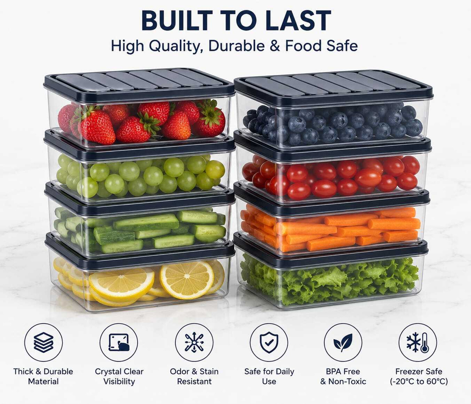 Image of Nizafic Plastic Fridge Container - 1200 ml