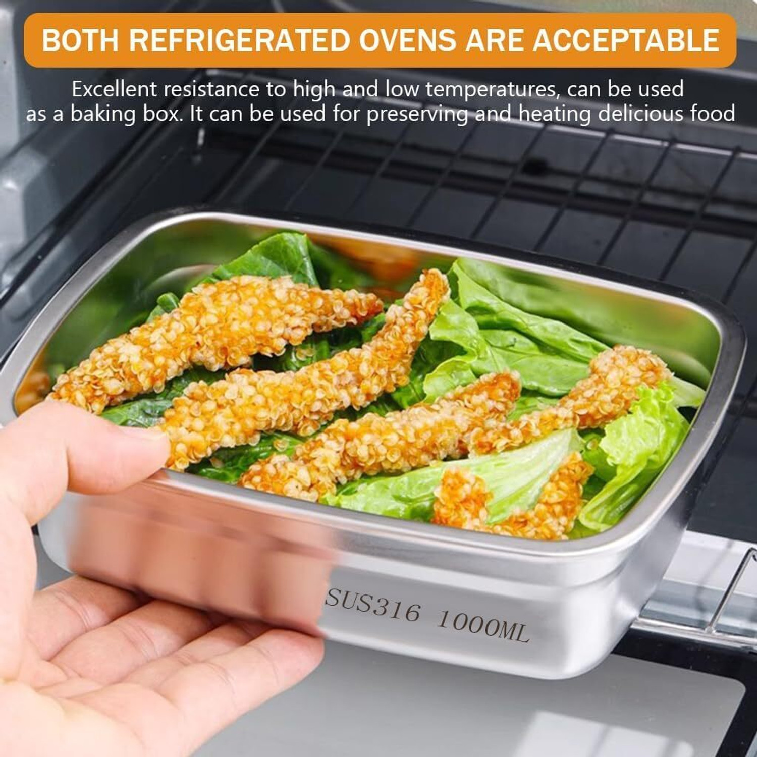 Image of TATSAM Food Storage Containers with Airtight Leakproof Lids, 1200ml & 1500ml 2 Containers Stainless Steel School Lunch Box