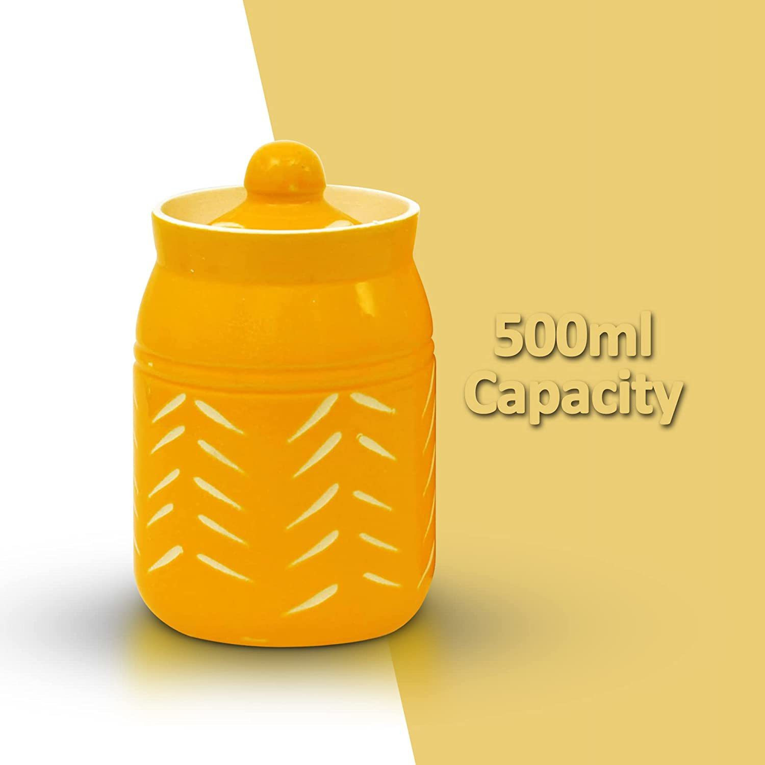 Image of Newai Ceramic Pickle Jar - 500 ml (Pack of 2, Yellow)
