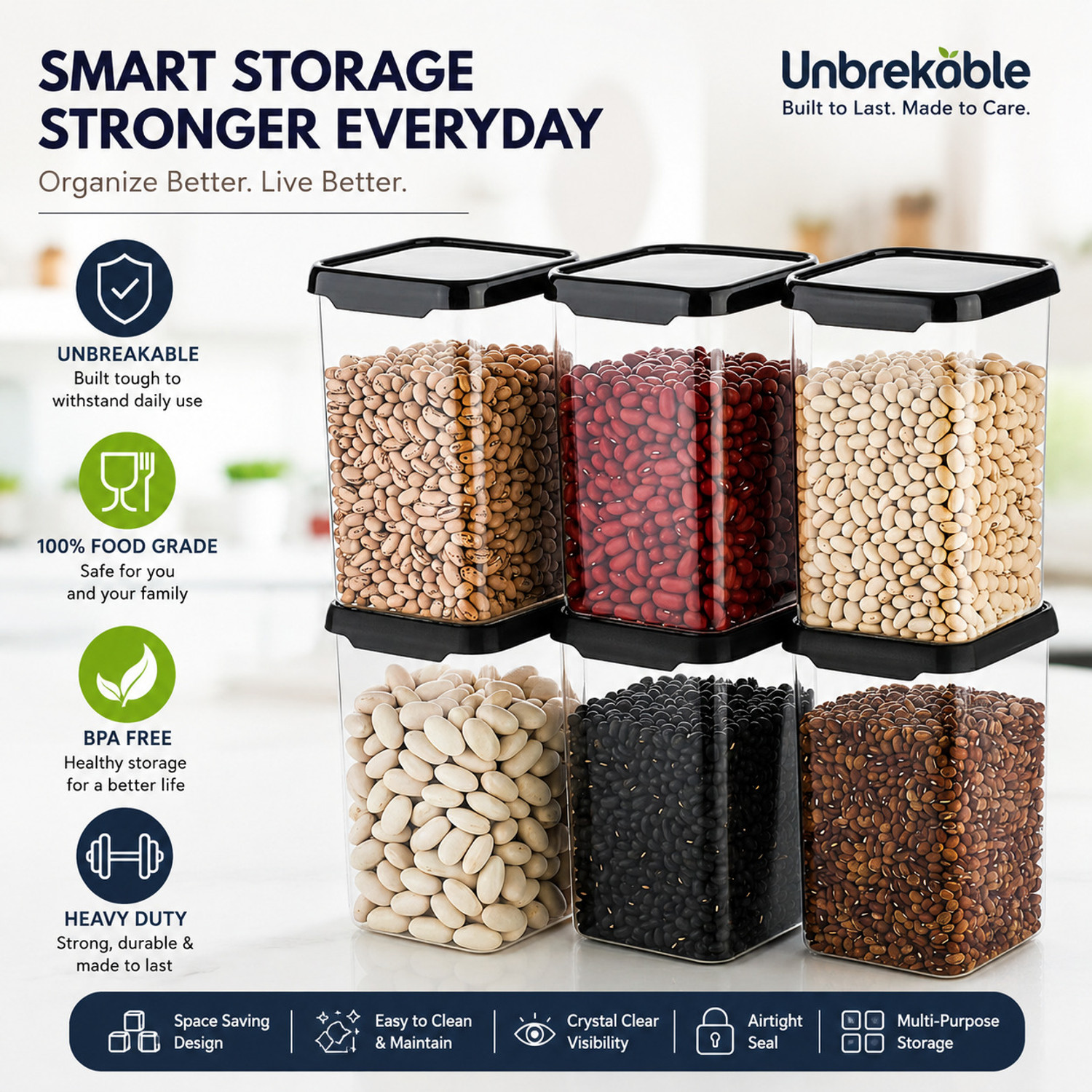 Image of CENTUREUM Plastic Grocery Container - 1100 ml