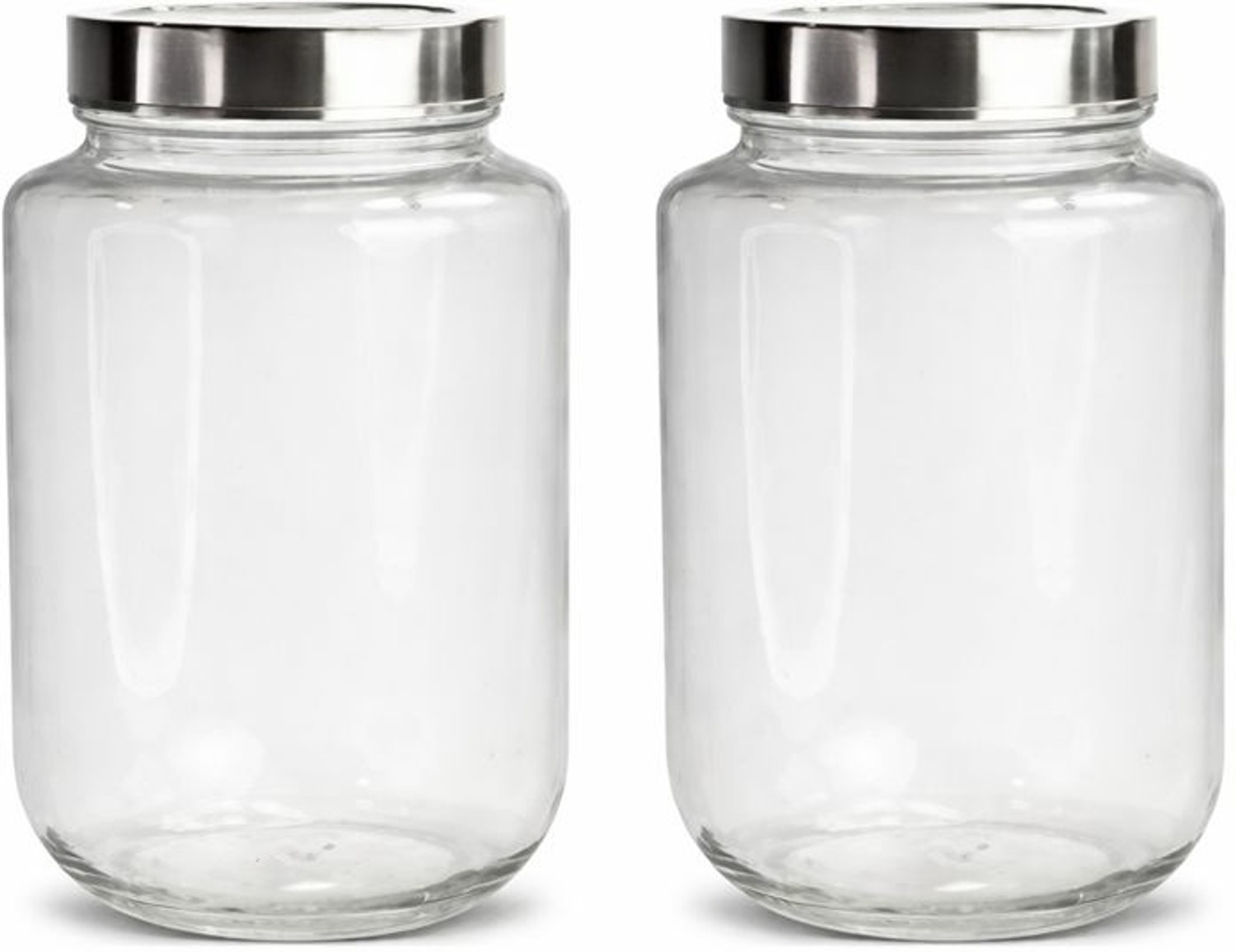 Image of b7 CREATIONS Glass Grocery Container - 3000 ml (Pack of 2, Silver)