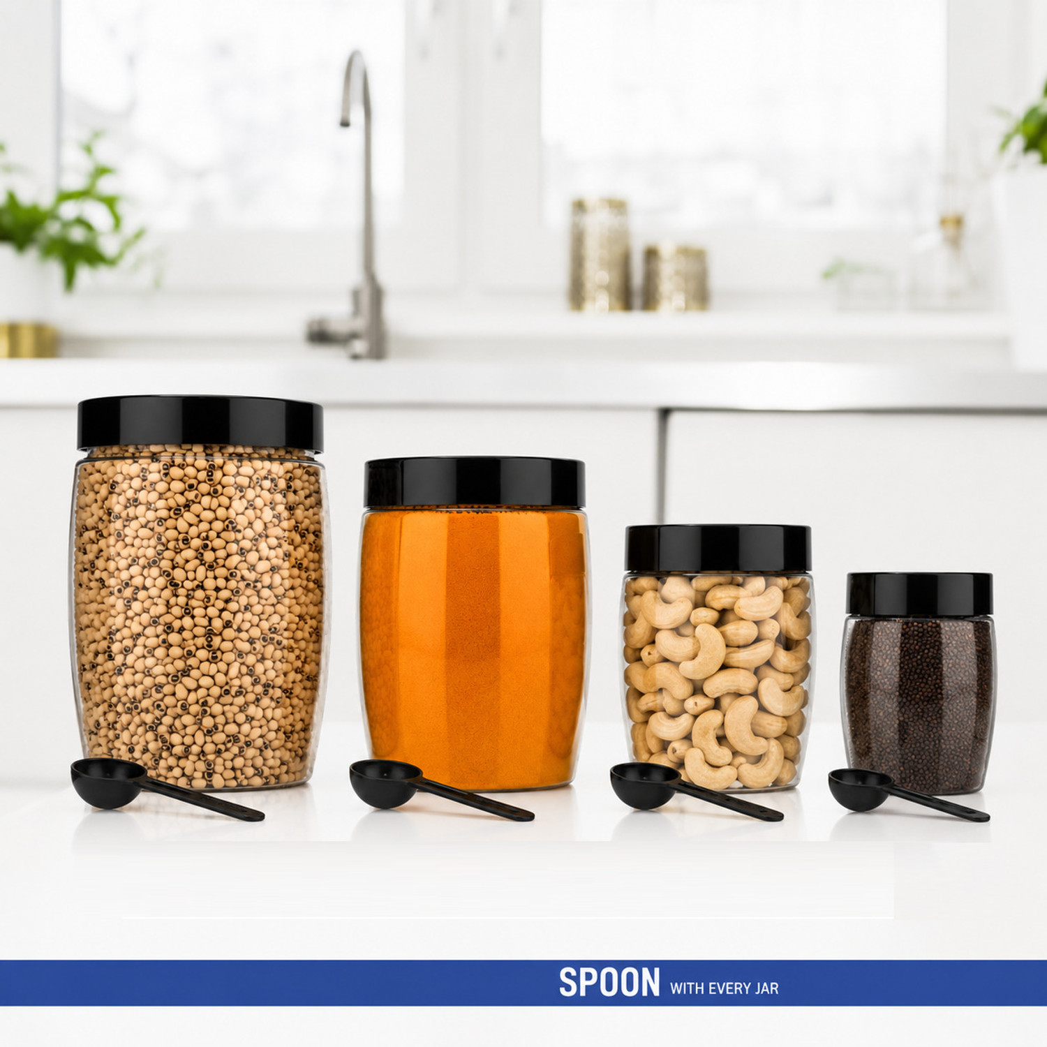 Image of NARIYA Plastic Grocery Container - 1200 ml, 650 ml, 350 ml, 125 ml