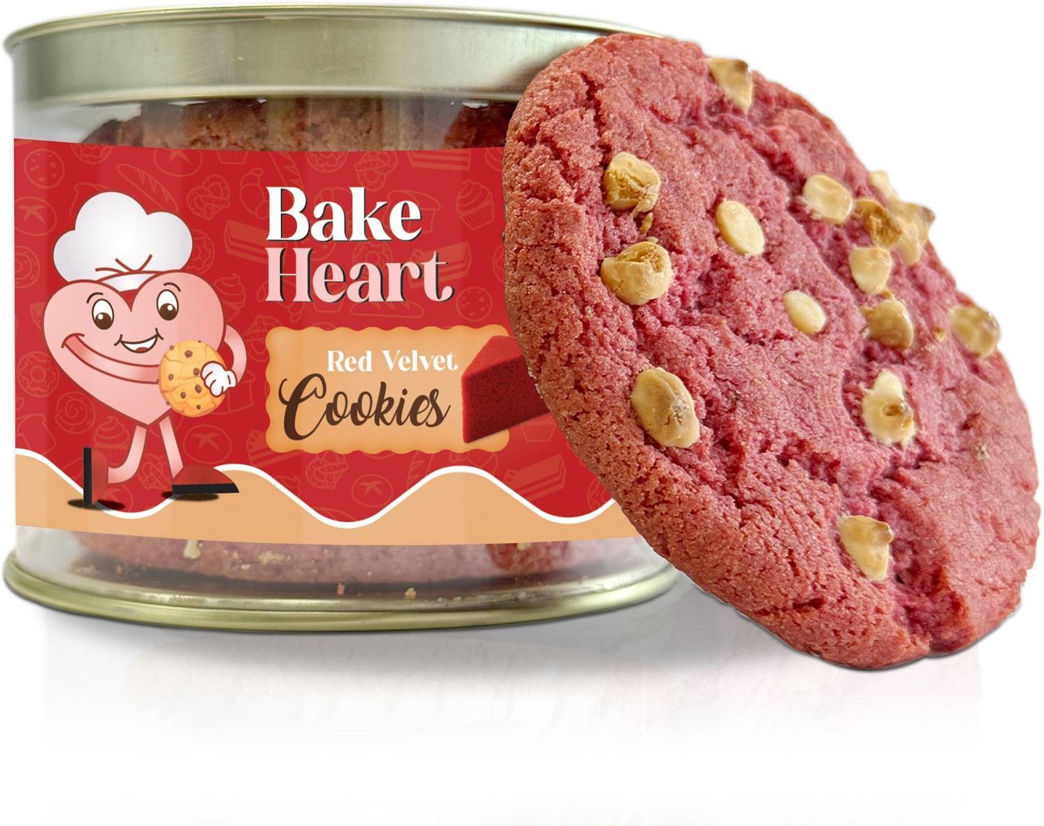 BakeHeart Red Velvet Cookies | Eggless Backey Biscuit | 100% Vegetarian Cookies