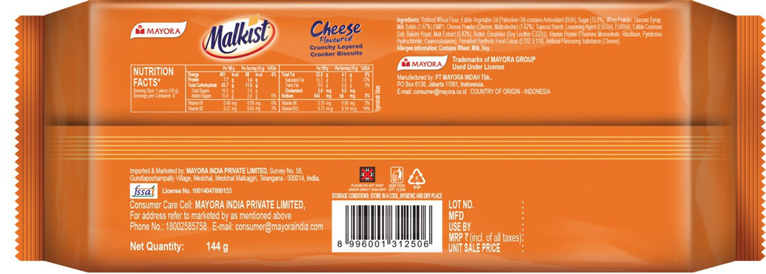 Image of Malkist Cheese Cream Cracker Biscuit