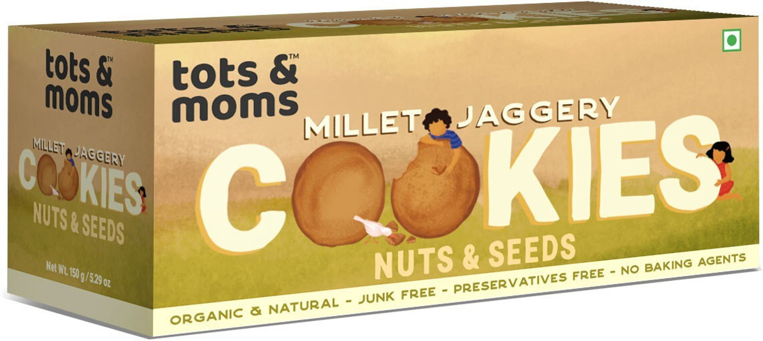 Image of TOTS AND MOMS Healthy & Nutritional Millet & Jaggery Cookies|Nuts & Seeds Multi Grain Biscuit