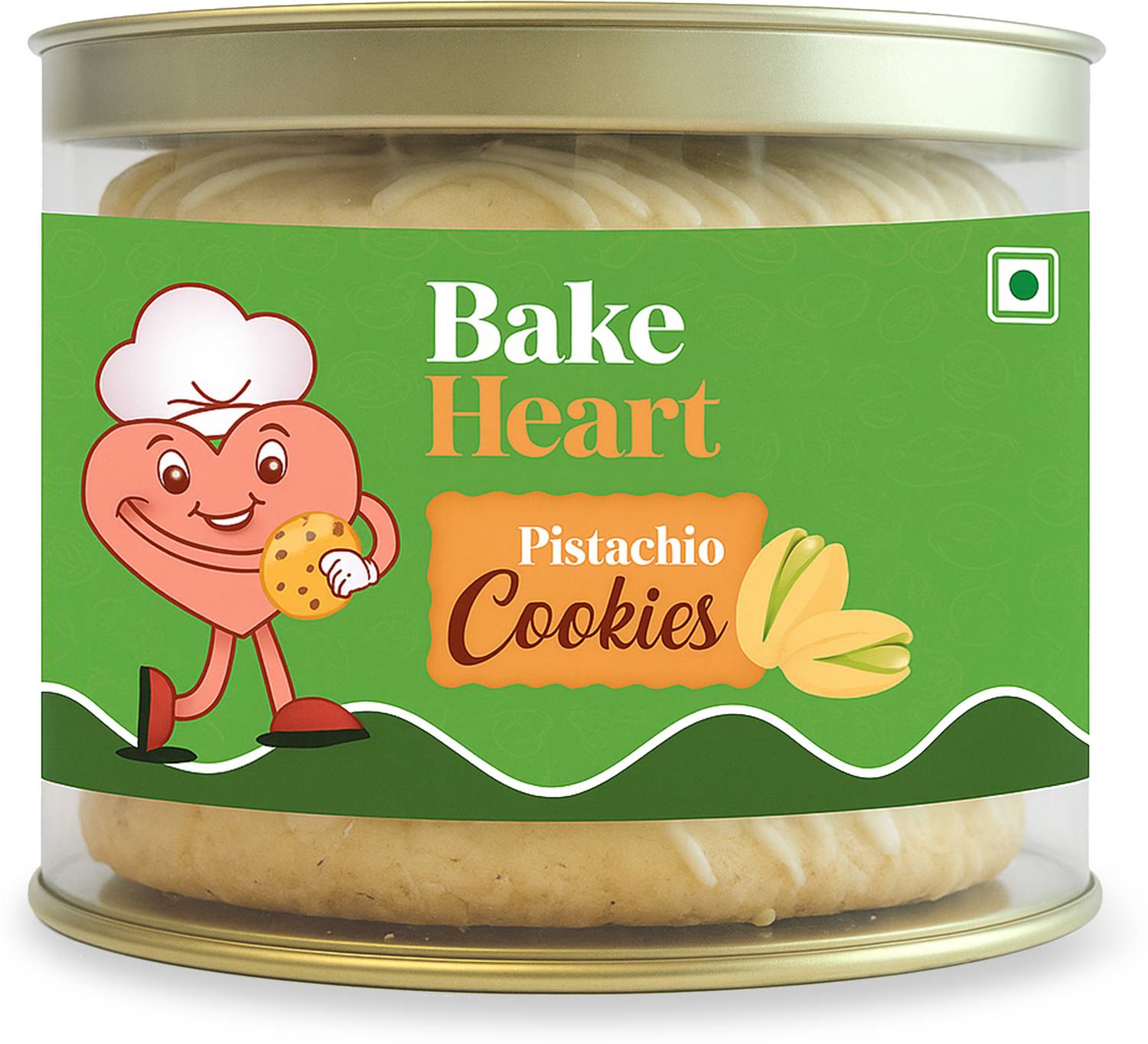 BakeHeart Pistachio Cookies with White Chocolate | Eggless Bakery Biscuit | Cookies