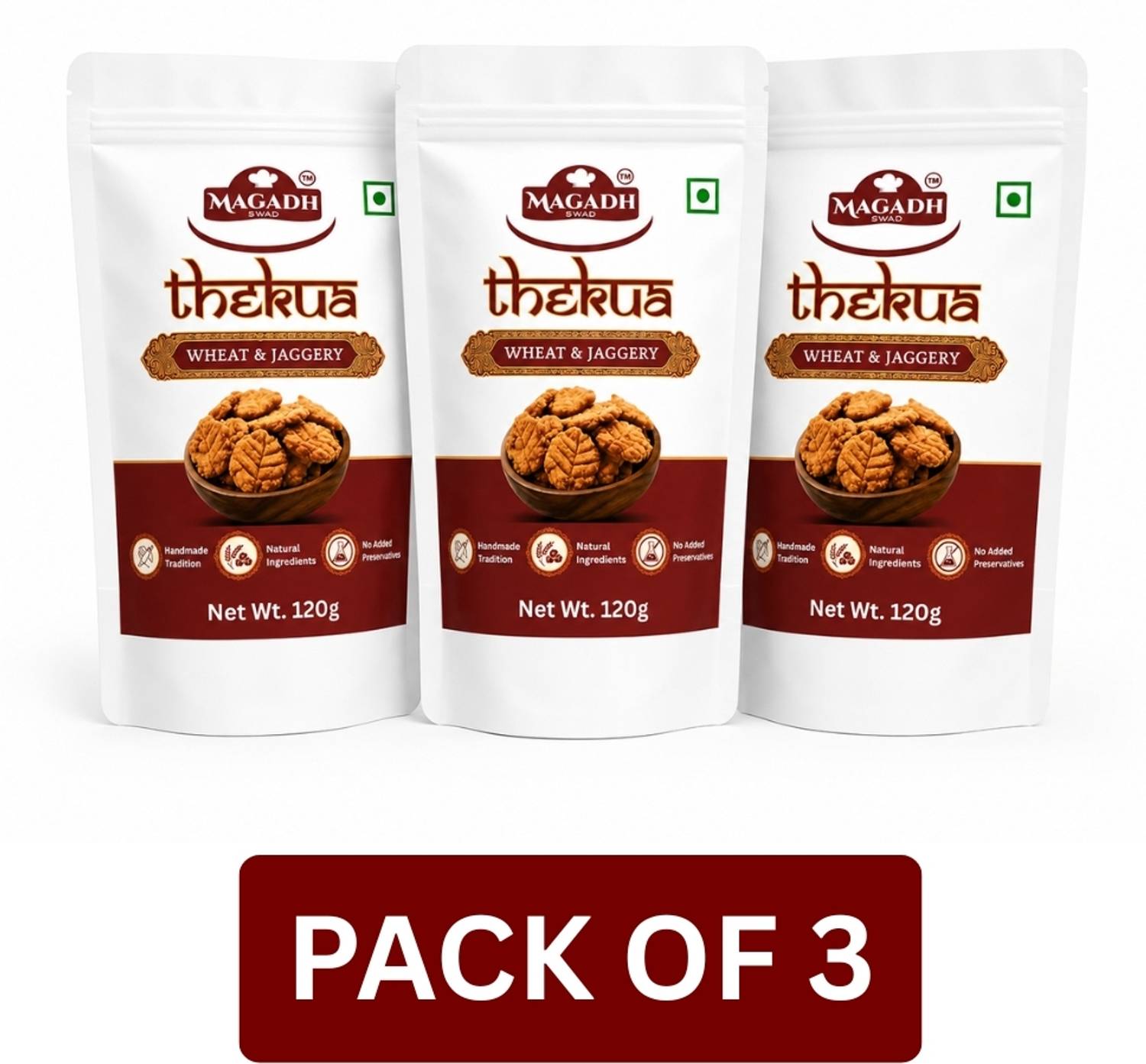 Magadh Swad Wheat & Jaggery Thekua Combo (Pack of 3) Cookies