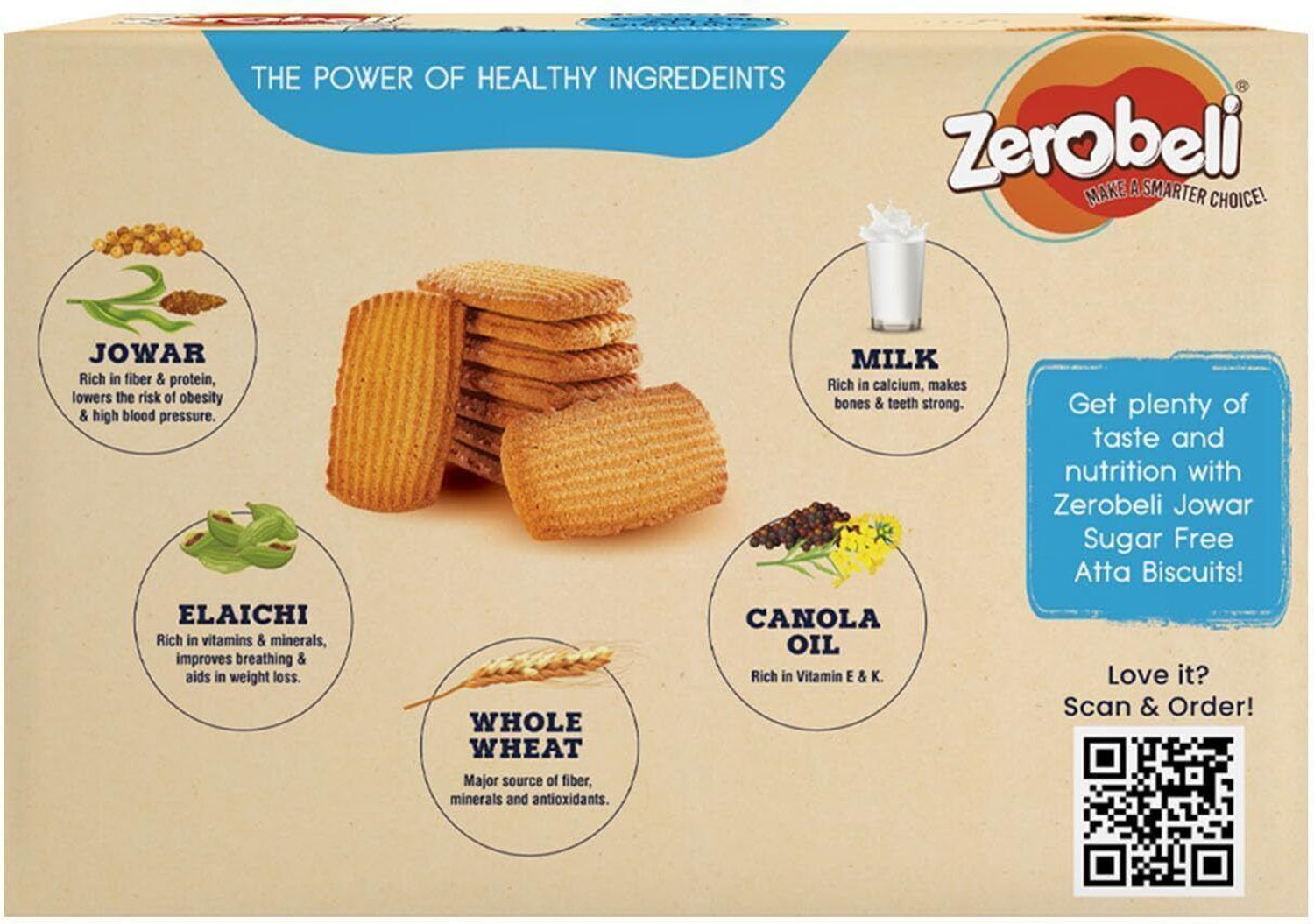 Image of Zerobeli Sugar Free Jowar Atta Cookies | No Maida and Palm Oil | Diabetic Friendly Bakery Biscuit