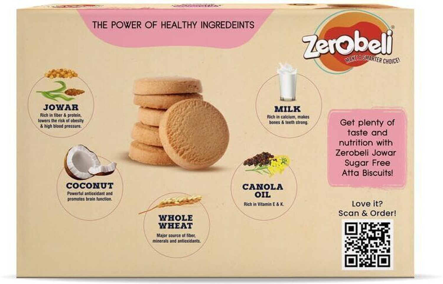 Image of Zerobeli Jowar Coconut Cookies | Delicious & Healthy, 0% Maida, Palm Oil & Preservatives| Bakery Biscuit