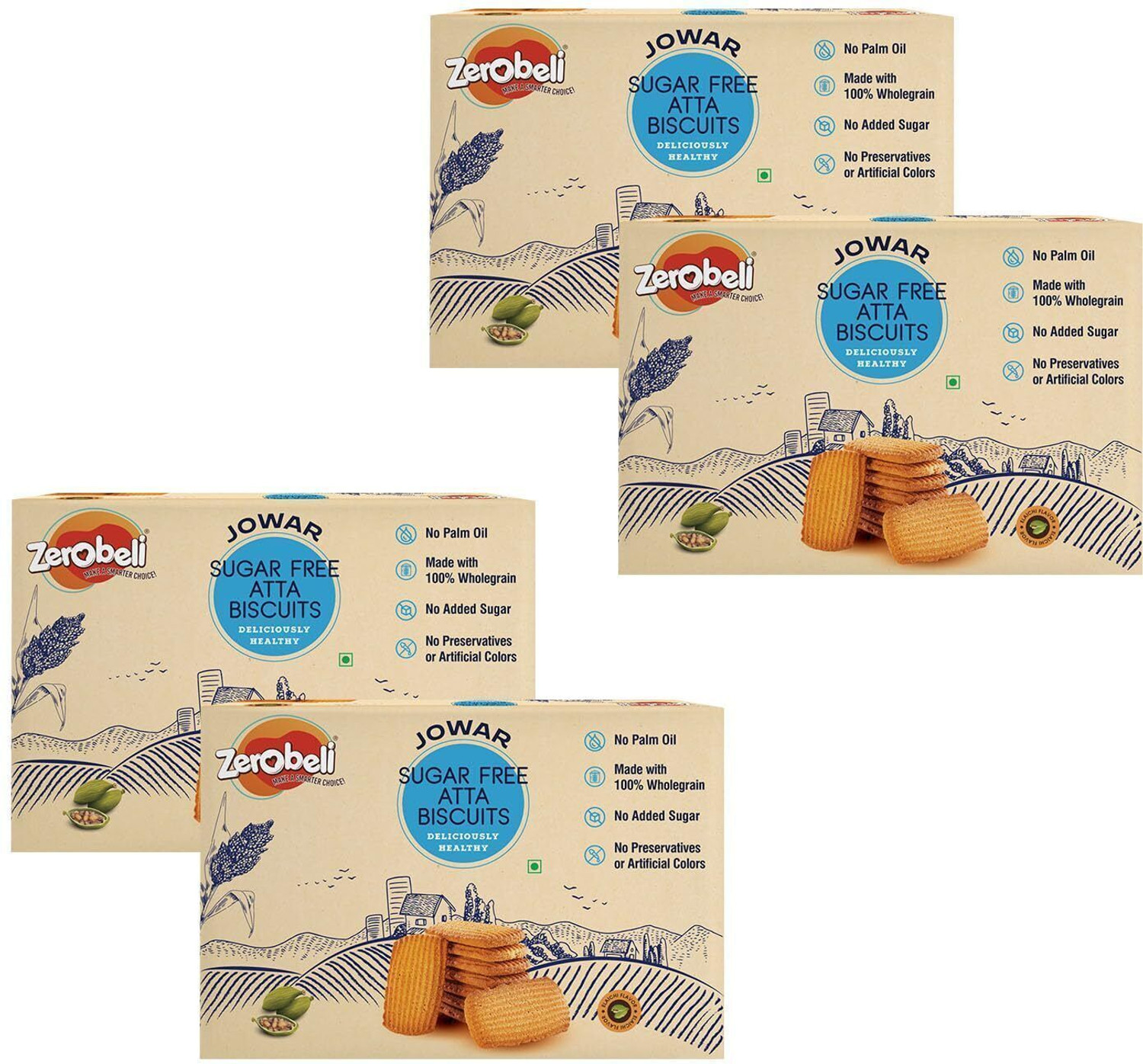 Image of Zerobeli Sugar Free Jowar Atta Cookies | No Maida and Palm Oil | Diabetic Friendly Bakery Biscuit