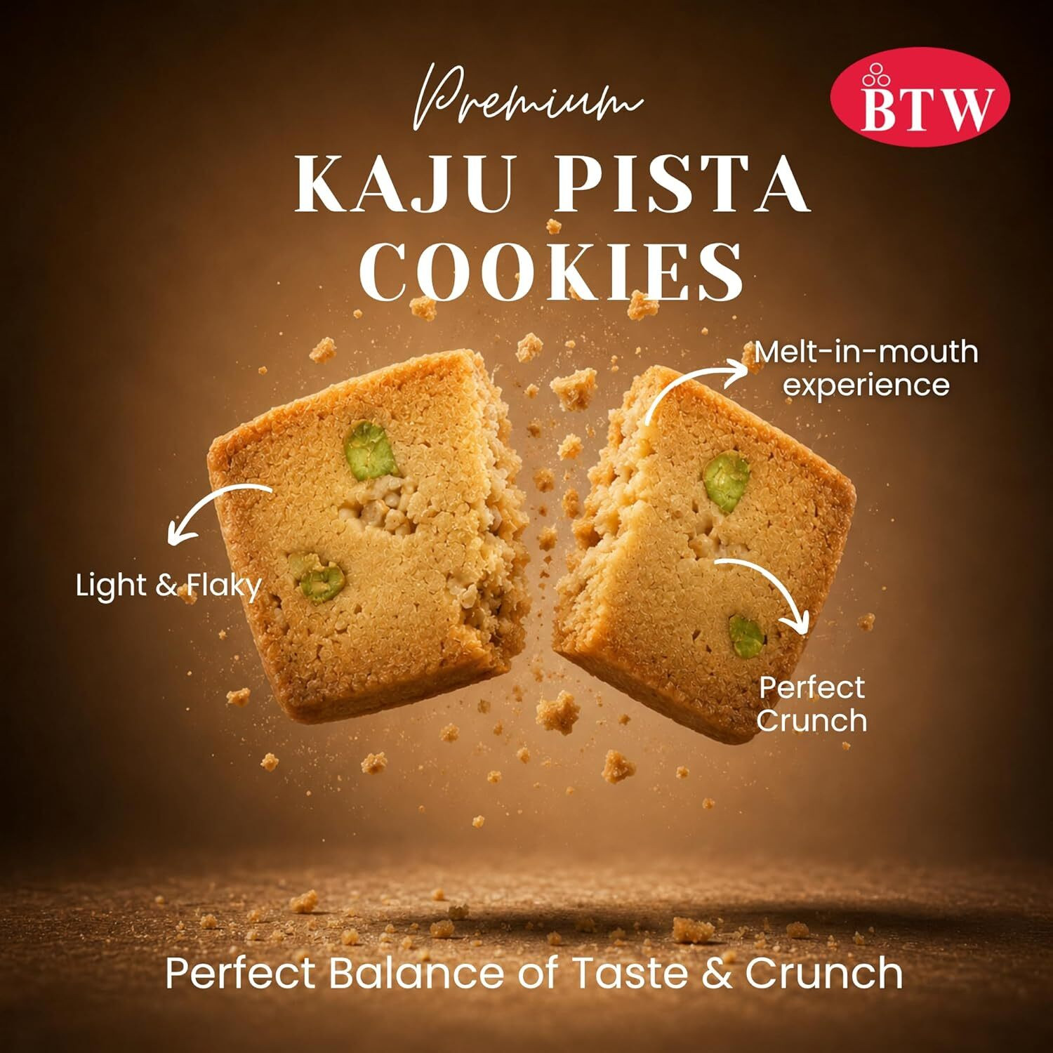 Image of BTW Kaju Pista Cookies 800g| Rich & Crunchy Dry Fruit Biscuits Cookies