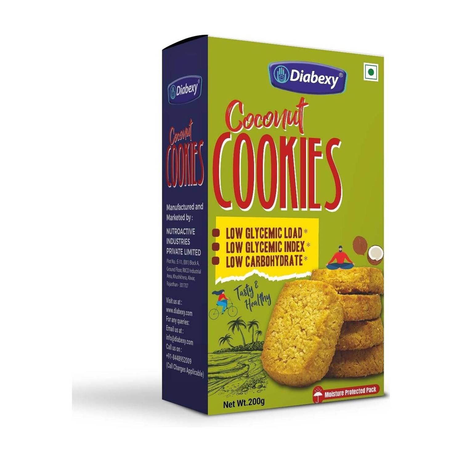 Diabexy Diabetic food product Coconut Cookies Sugar Control for Diabetes - 200g Cookies