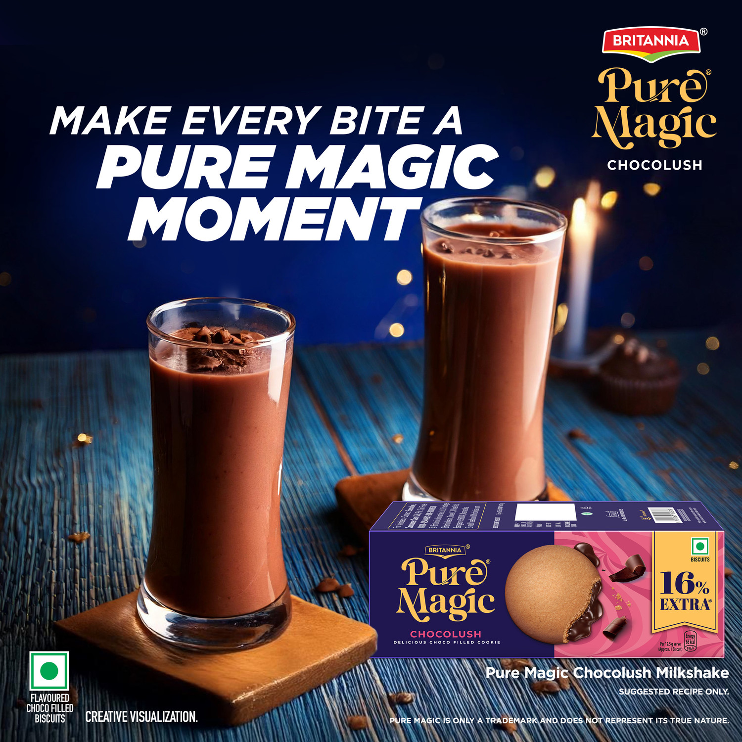 Image of BRITANNIA Pure Magic Chocolush Biscuits Cream Filled Biscuit