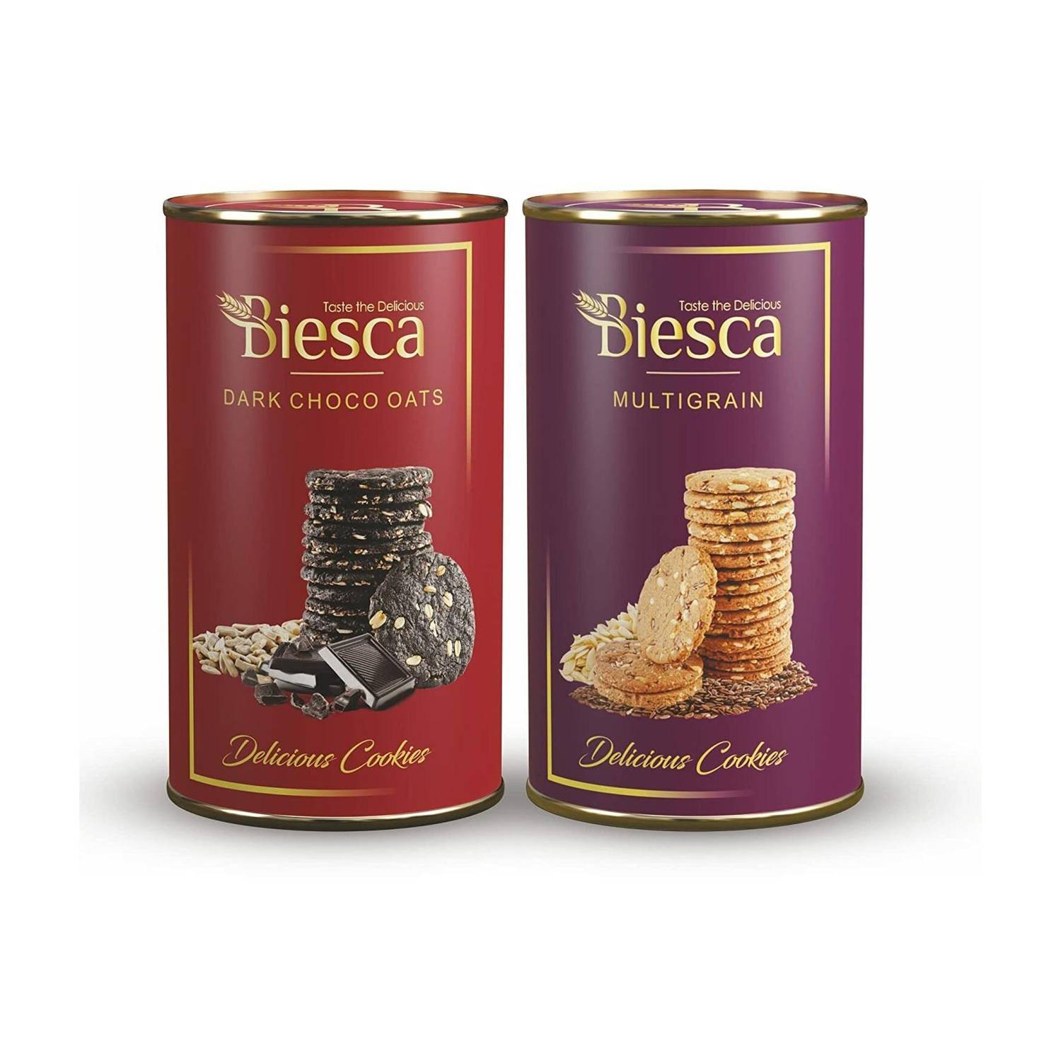 Biesca Dark Choco Oats Cookies 160g and Multigrain Cookies 170g (Combo Pack) Cookies