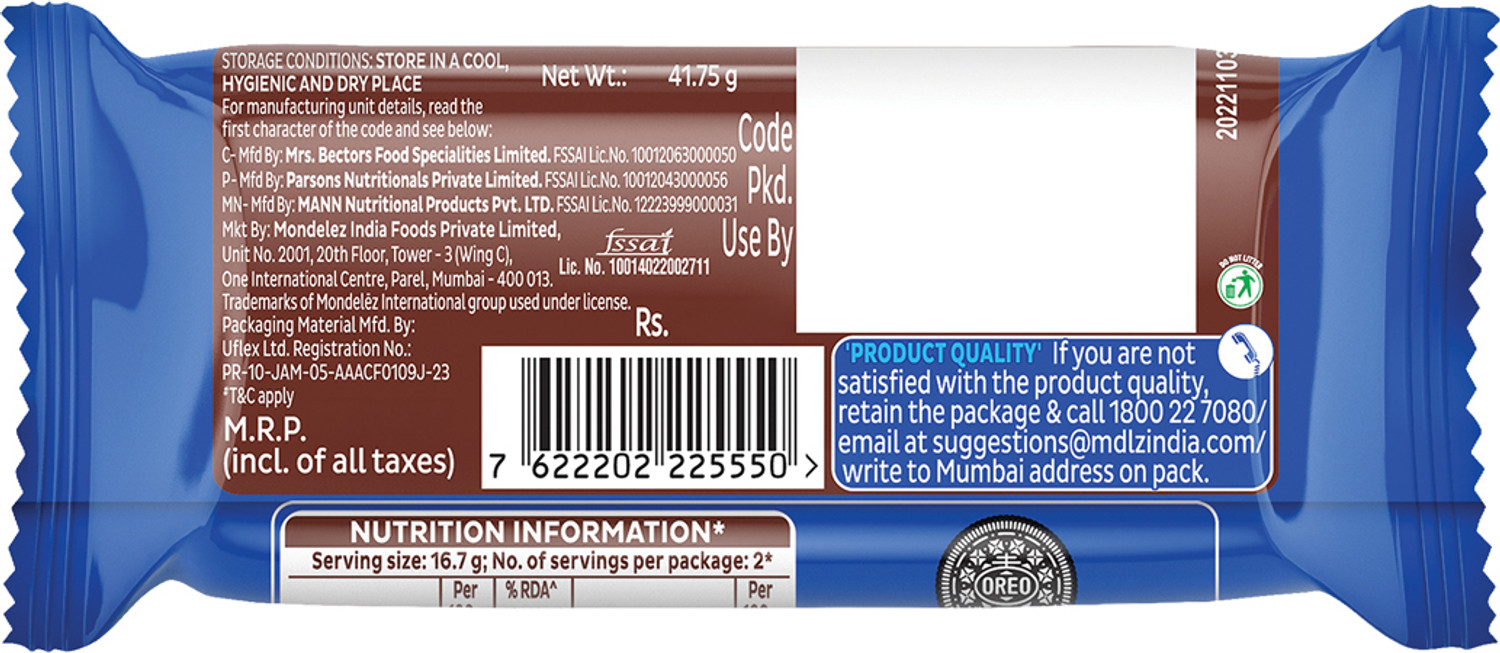 Image of Cadbury Oreo Chocolate Flavour Cream Sandwich Biscuit