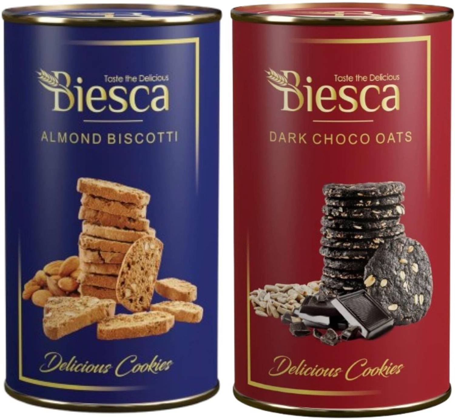 Biesca Almond Biscotti Cookies 135 g and Dark Choco Oats Cookies 160 g Combo Pack Cookies