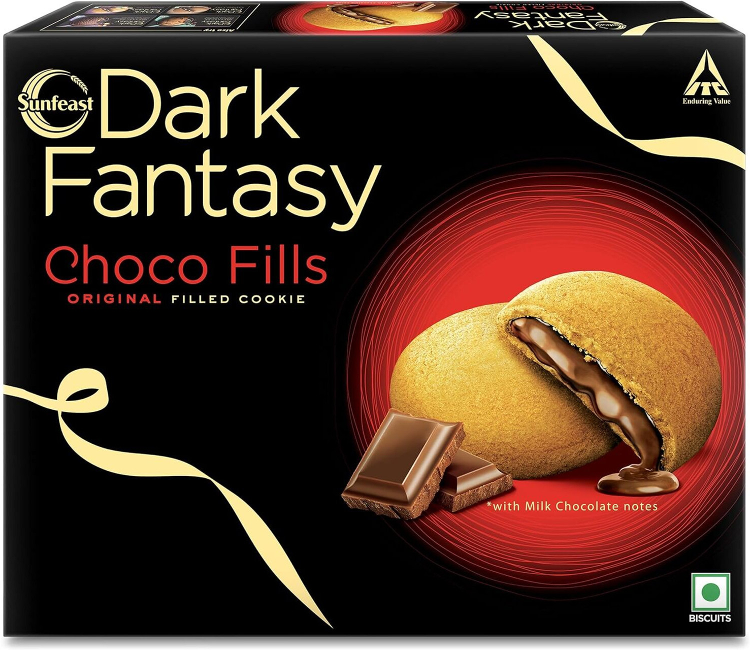 Image of Sunfeast Dark Fantasy CHOCOFILLS Original Filled Cookies with Choco Creme CHOCOLATY Cookies