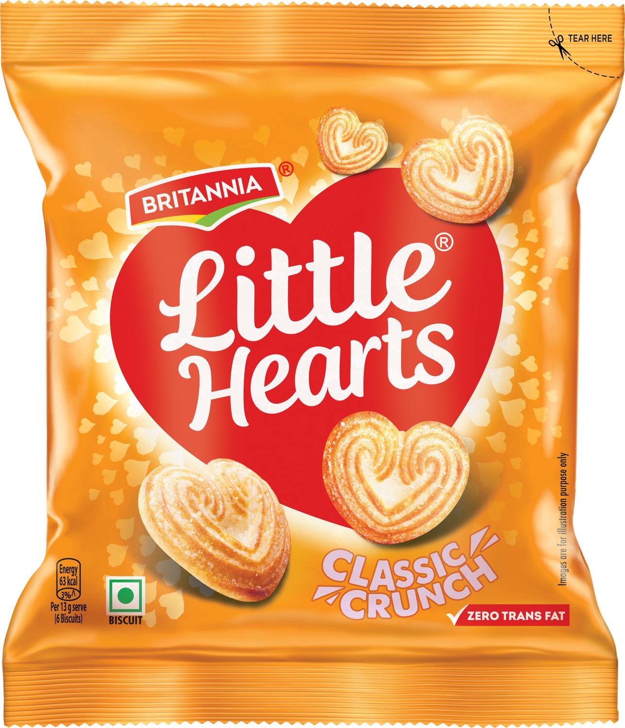 BRITANNIA Little Hearts Classic Sugar Sprinkled Heart Shaped Biscotti Biscuit
