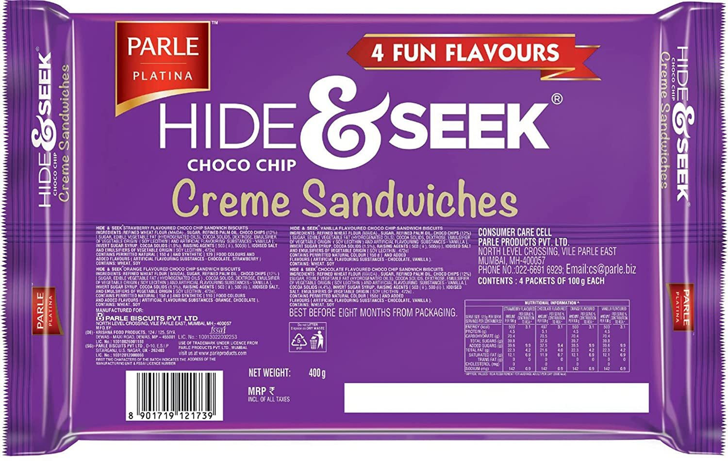 Image of PARLE Hide and Seek Sandwich Cream Cracker Biscuit