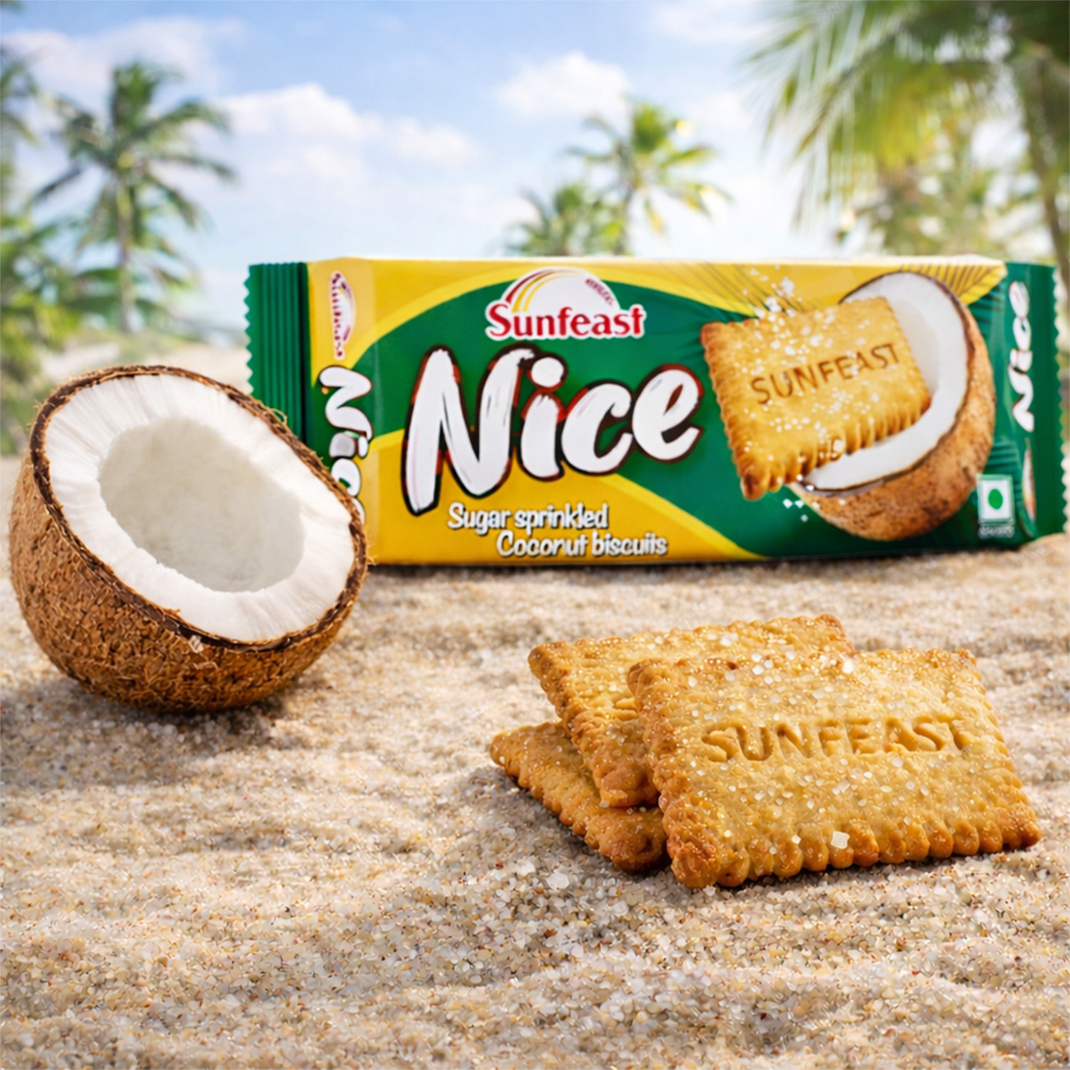 Image of Sunfeast Nice Sugar Sprinkled Coconut Biscuits Plain Biscuit