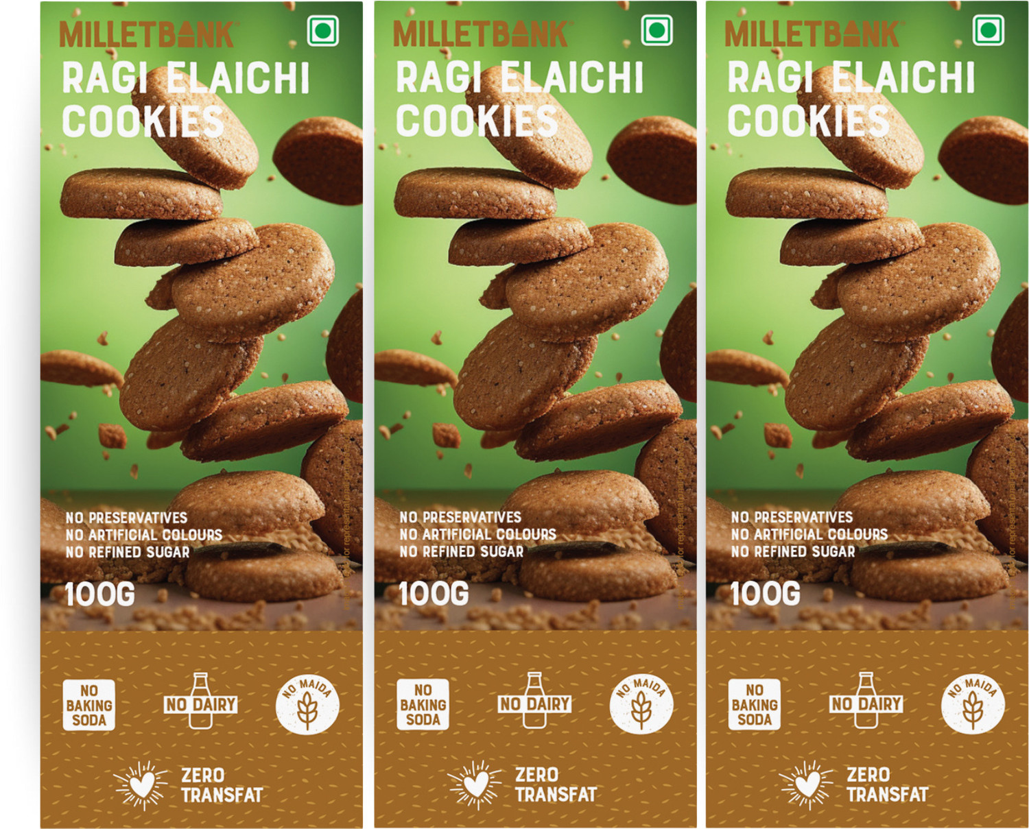Image of Millet Bank Ragi Elaichi Cookies Pack of 3 Cookies