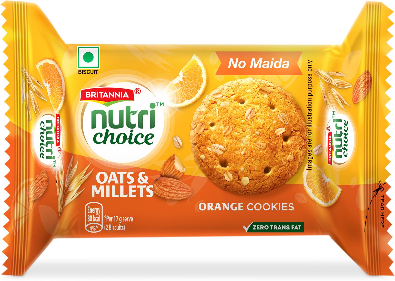 BRITANNIA Nutrichoice Oats Orange & Almond Cookies