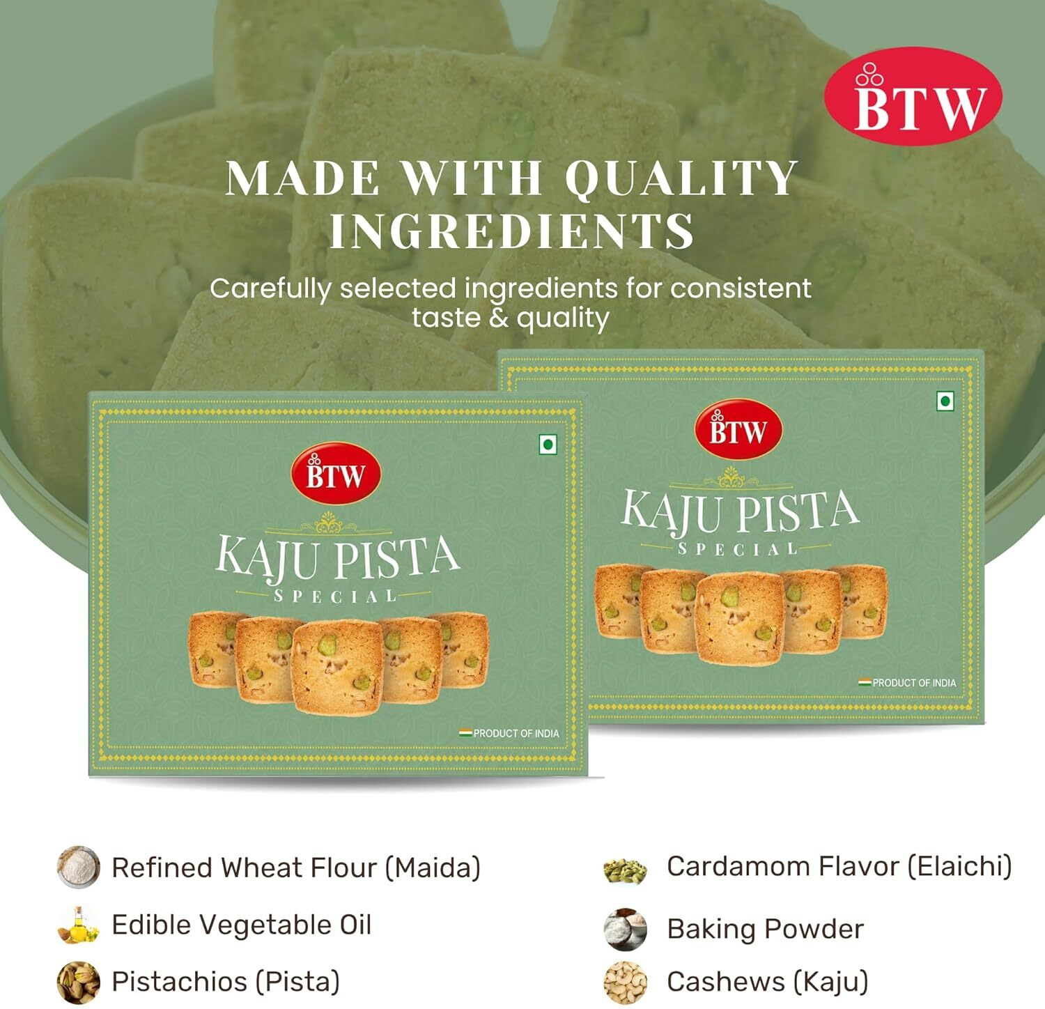Image of BTW Kaju Pista Cookies 800g| Rich & Crunchy Dry Fruit Biscuits Cookies