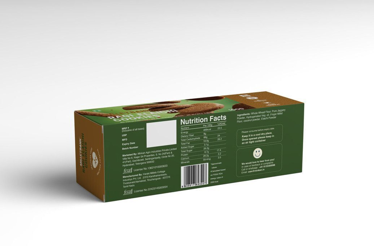 Image of Millet Bank Ragi Elaichi Cookies Pack of 3 Cookies