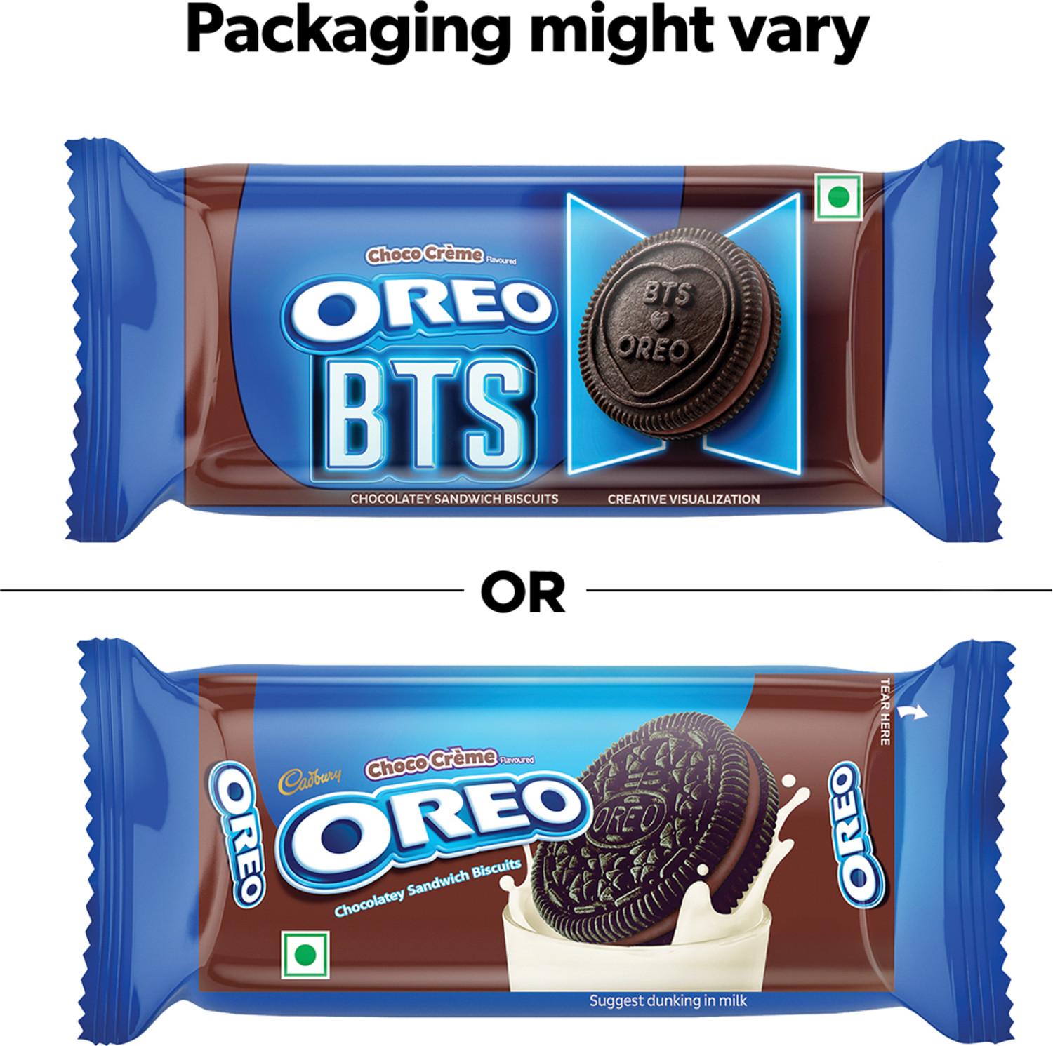 Image of Cadbury Oreo Chocolate Flavour Cream Sandwich Biscuit